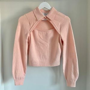 & Other Stories Pink Button Collared Coquette Sweater